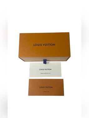 Louis Vuitton Sunglasses Gift Storage Empty Drawer Box Orange Navy 7”x 3 3/4”x3”